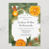 Sinaasappel Slice Pine Wreath Bridesmaids Luncheon Kaart (Voorkant / Achterkant)