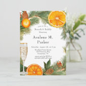 Sinaasappel Slice Pine Wreath Brunch & Bubbly Kaart (Staand voorkant)