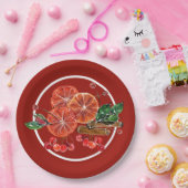 Sinaasappel Slices Cinnamon Sticks Berries herfst Papieren Bordje (Feest)