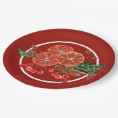 Sinaasappel Slices Cinnamon Sticks Berries herfst Papieren Bordje (Gekanteld)