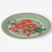 Sinaasappel Slices Cinnamon Sticks Berries herfst Papieren Bordje (Gekanteld)