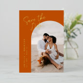 Sinaasappel sparen de Kaart van de Datum met Folie (Staand Voorkant)