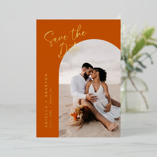 Sinaasappel sparen de Kaart van de Datum met Folie (Staand Voorkant)