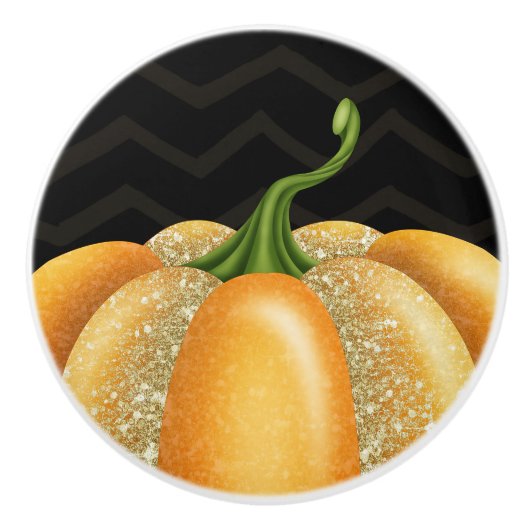 Sinaasappel Sparkle Pumpkin Halloween Autumn Herfs Keramische Knop (Voorkant)