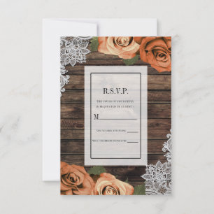 Sinaasappel Specerij Rozen Roestig Hout Kant RSVP Kaart