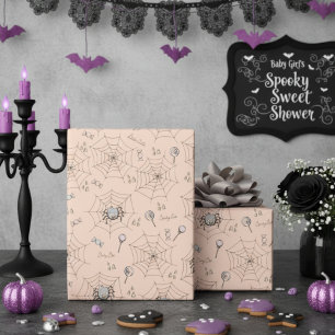 Sinaasappel Spooky Schattigee Baby Spinnen, Webs & Cadeaupapier