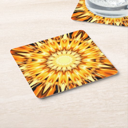 Sinaasappel Starburst Ontwerp Papier Onderzetter (Schuin)