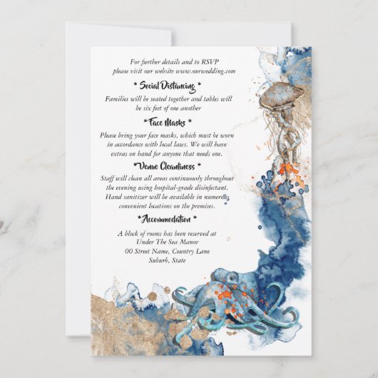 Sinaasappel strand zee van de Octopus nautical nav Kaart (Achterkant)