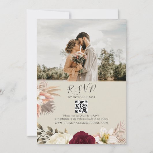 Sinaasappel String Lights Bloemen Bruiloft QR Code Kaart (Achterkant)