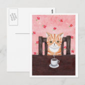 Sinaasappel Tabby Cat Coffee Illustratie Briefkaar Briefkaart (Voorkant / Achterkant)