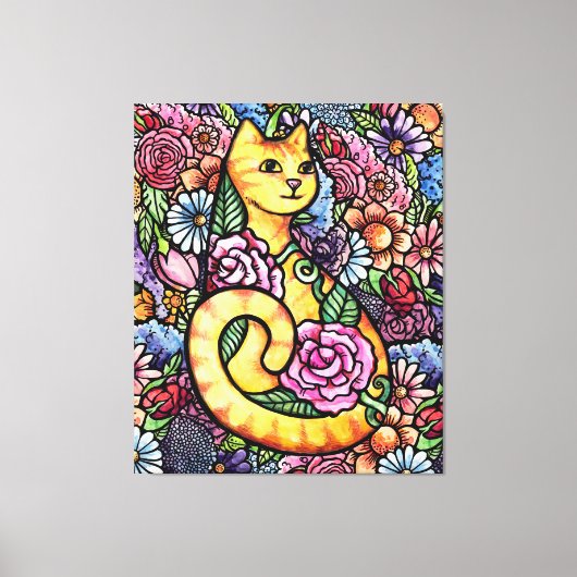 Sinaasappel Tabby Cat Garden Canvas Afdruk (Voorkant)