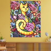 Sinaasappel Tabby Cat Garden Canvas Afdruk (Insitu (Woonkamer))