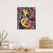 Sinaasappel Tabby Cat Garden Poster (Keuken)