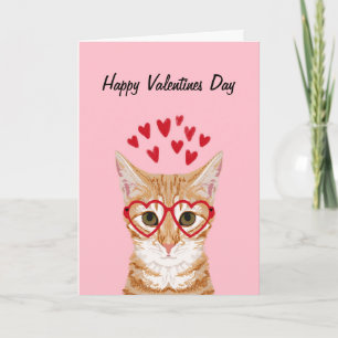 Sinaasappel Tabby Cat Valentijnse Love Card Feestdagen Kaart