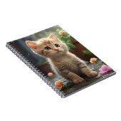 Sinaasappel Tabby Cat Zittend Tussen Bloemen Notitieboek (Rechterzijde)