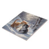 Sinaasappel Tabby Grijs en Wit Katten Portret Tegeltje (Zijkant)