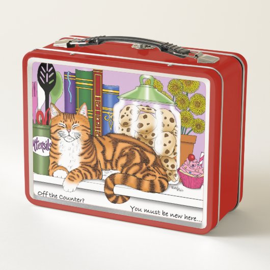 Sinaasappel Tabby Keuken Counter Top Cat (Achterkant)