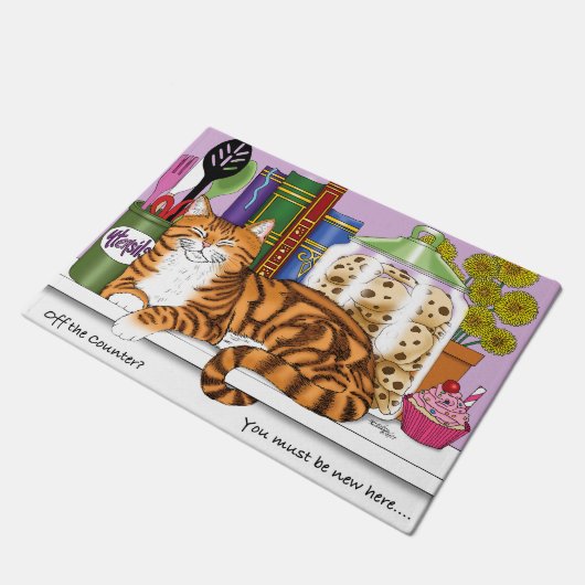Sinaasappel Tabby Keuken Counter Top Cat Deurmat (Schuin)