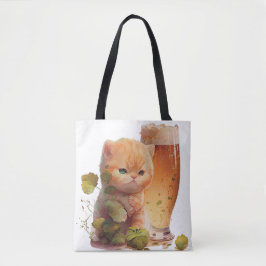 SINAASAPPEL TABBY KITTEN MET WATERVERF VERSNELLEN TOTE BAG