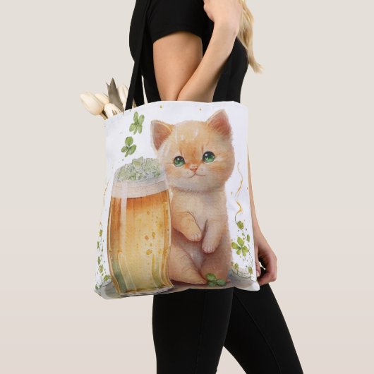 SINAASAPPEL TABBY KITTEN MET WATERVERF VERSNELLEN TOTE BAG (Dichtbij)
