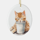  SINAASAPPEL TABBY KITTEN SLAPEN OP CUP KERAMISCH ORNAMENT (Rechts)