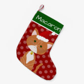 Sinaasappel Tabby Santa Kat Kleine Kerstsok (Voorkant (Hangend))