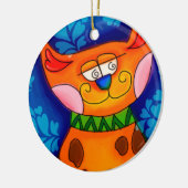 Sinaasappel tablet glimlachen keramisch ornament (Links)