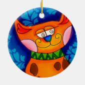 Sinaasappel tablet glimlachen keramisch ornament (Achterkant)