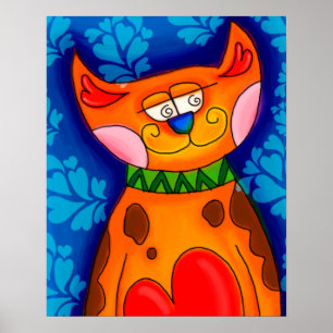 Sinaasappel tablet glimlachen poster