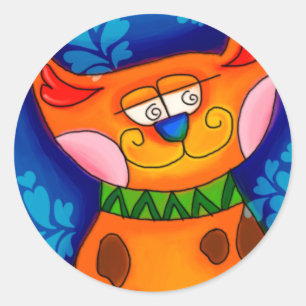 Sinaasappel tablet glimlachen ronde sticker