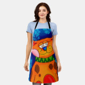 Sinaasappel tablet glimlachen schort (Gedragen)