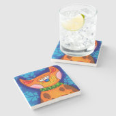 Sinaasappel tablet glimlachen stenen onderzetter (Zijkant)