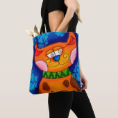 Sinaasappel tablet glimlachen tote bag (Dichtbij)