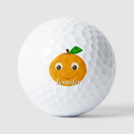 Sinaasappel Tekening Aangepaste Naam Golfballen (Voorkant)