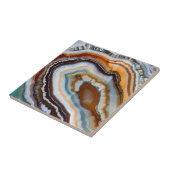 Sinaasappel Terracotta Wit Zwart Blauw Agaat Geode Tegeltje (Zijkant)