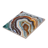 Sinaasappel Terracotta Wit Zwart Blauw Agaat Geode Tegeltje (Zijkant)