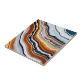 Sinaasappel Terracotta Wit Zwart Blauw Agaat Geode Tegeltje (Zijkant)