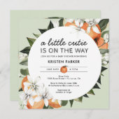 Sinaasappel Thema Kleine Moppie Baby Shower Kaart (Voorkant / Achterkant)