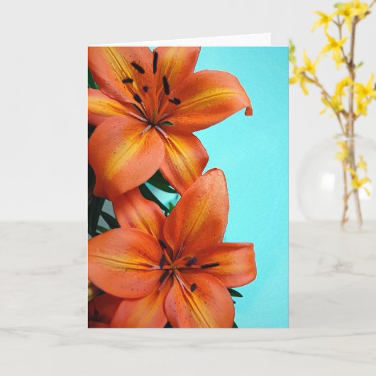 Sinaasappel tijgerbloemen wenskaart kaart (Gele Bloem)