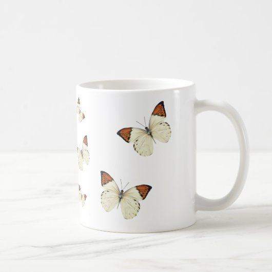Sinaasappel Tip Butterflies Coffee Mok (Rechts)