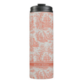  sinaasappel Toile de Jouy afgedrukt Thermosbeker