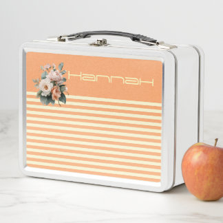 Sinaasappel Top met Cream Stripes Bloemen