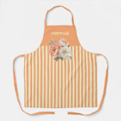 Sinaasappel Top met Cream Stripes Bloemen Schort (Voorkant)