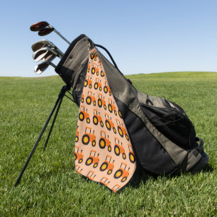 Sinaasappel Tractor Ontwerp Elke Kleur Achtergrond Golfhanddoek