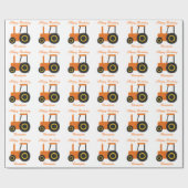 Sinaasappel Tractor Verjaardag Cadeaupapier (Vlak)