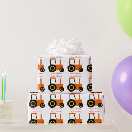 Sinaasappel Tractor Verjaardag Cadeaupapier (Feestgeschenken)
