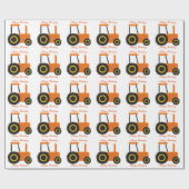 Sinaasappel Tractor Verjaardag Cadeaupapier (Vlak)