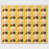 Sinaasappel Tractor Verjaardag Cadeaupapier (Vlak)
