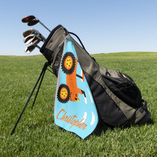 Sinaasappel Tractorontwerp Persoonlijk Golfhanddoek (Groen)