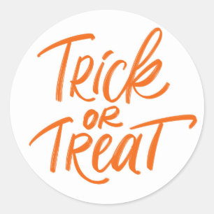 Sinaasappel Trick or Treat Hand Lettering Hallowee Ronde Sticker
